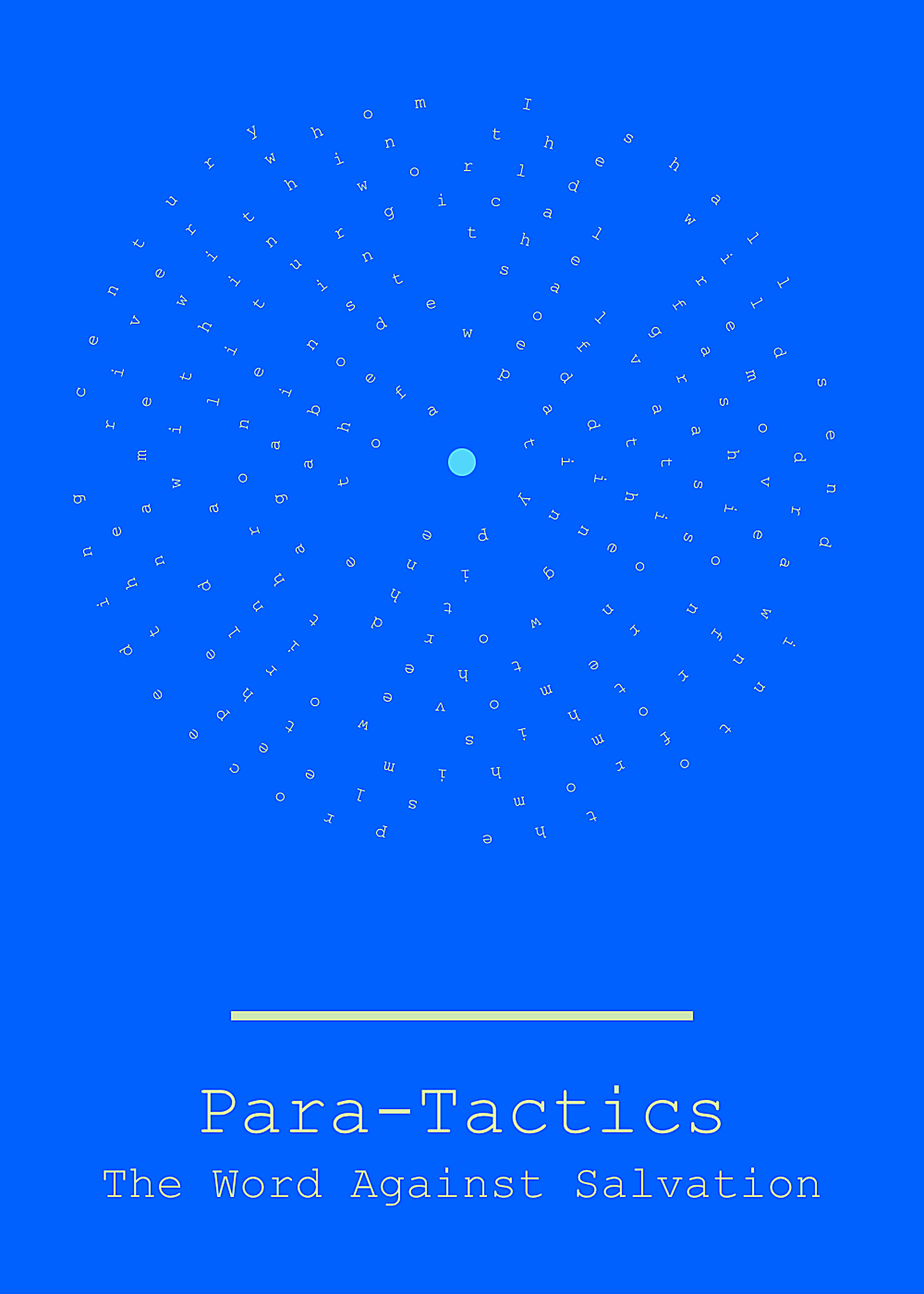 Para-Tactics: The Word Against Salvation - circular spiral text on blue background